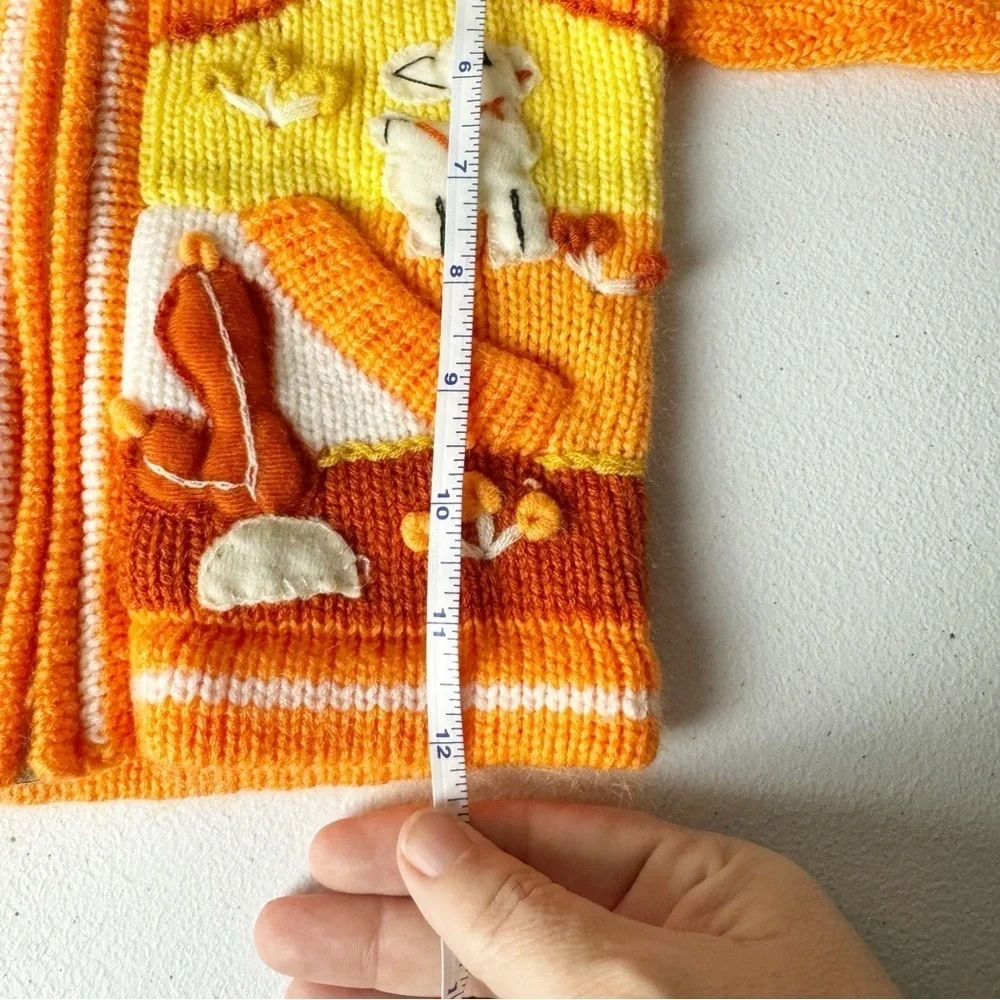 Artesanias INTY Handmade Bright Orange and Yellow Wool Stripe Farm Hoodie